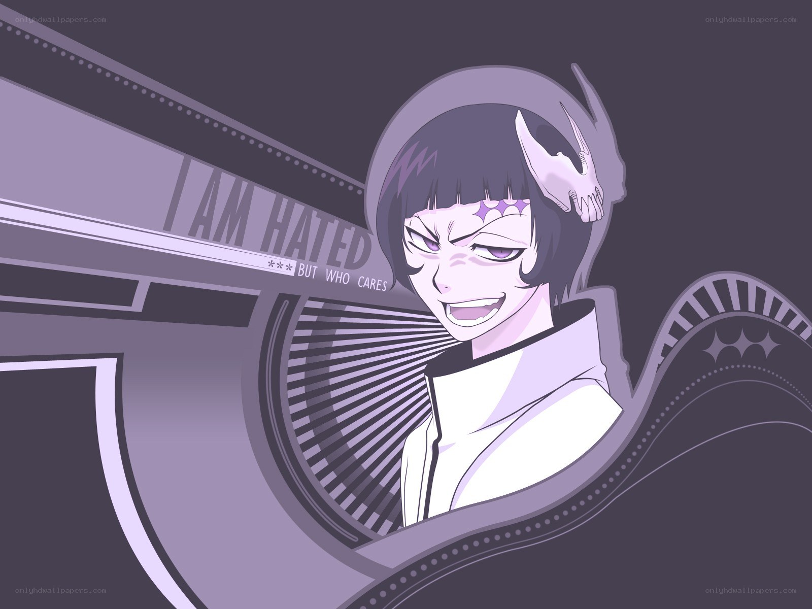 angry anime character with skull