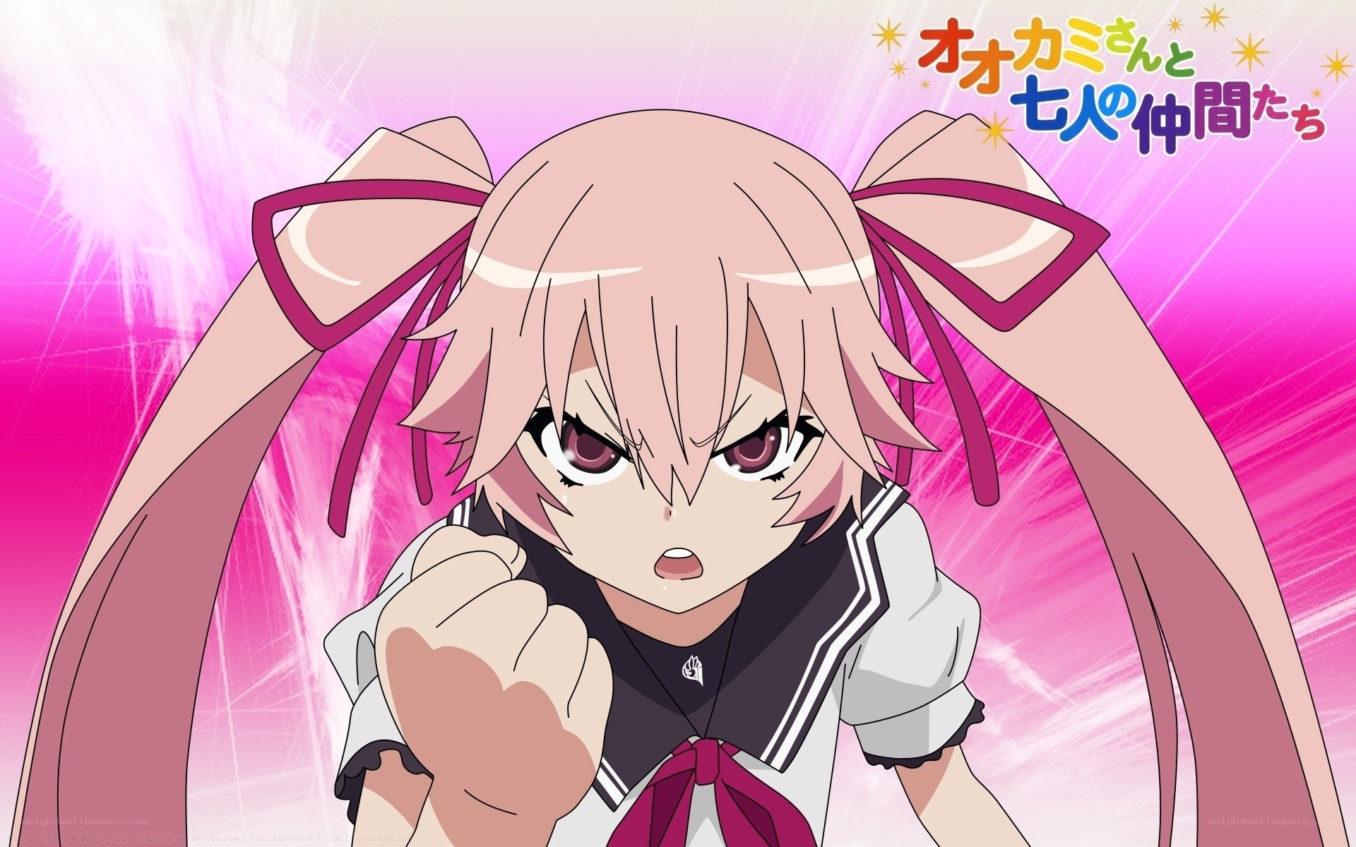 angry anime girl with pink hair