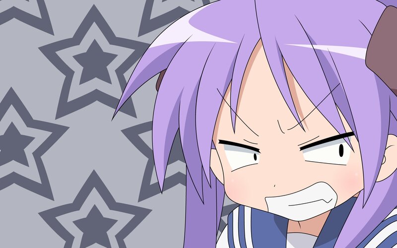 angry anime girl with purple hair
