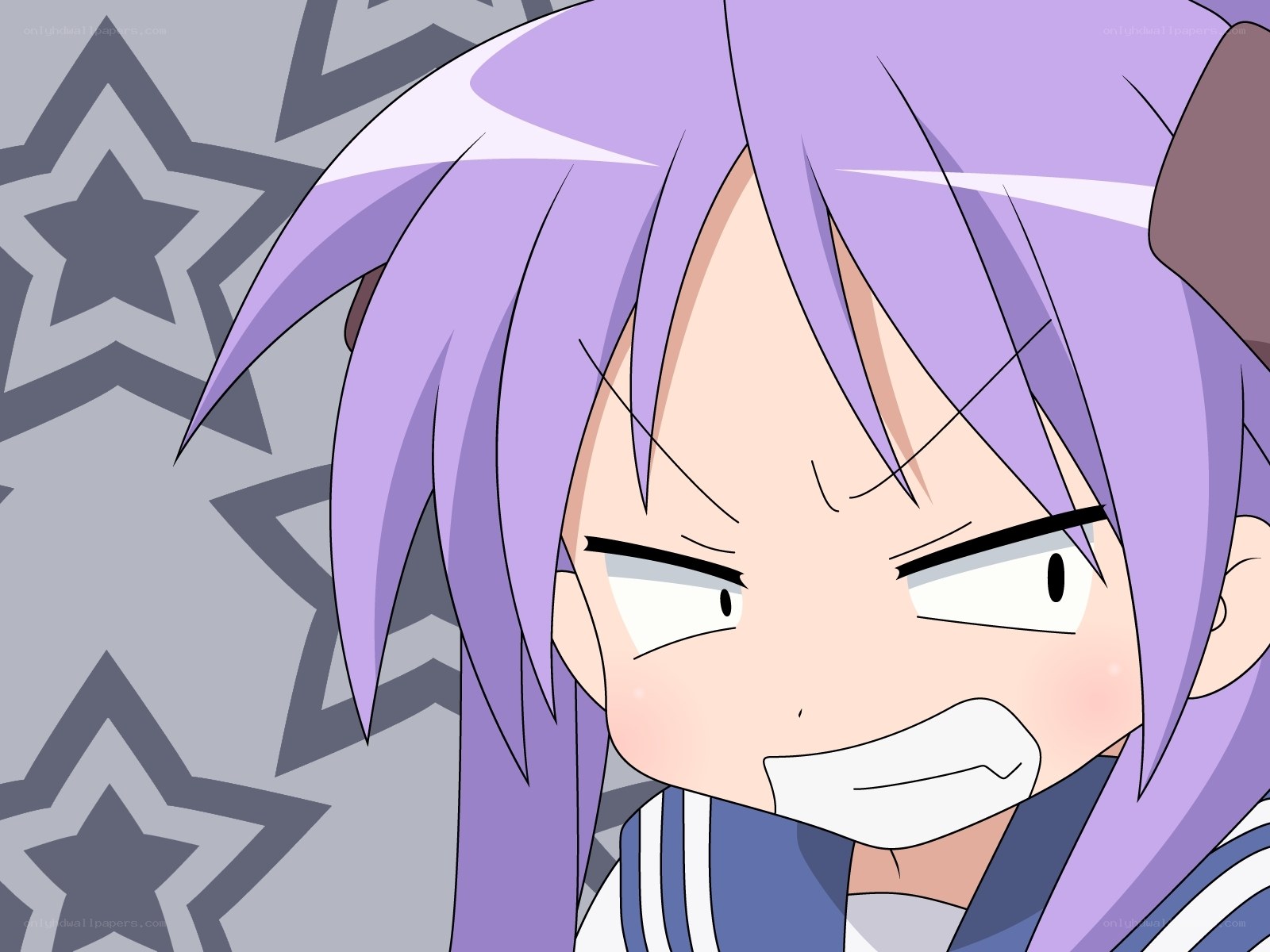 angry anime girl with purple hair
