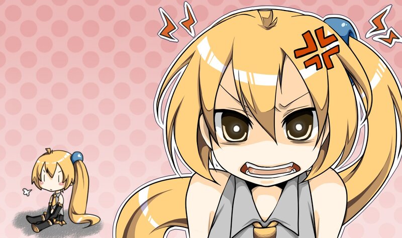 angry anime girl with smaller version
