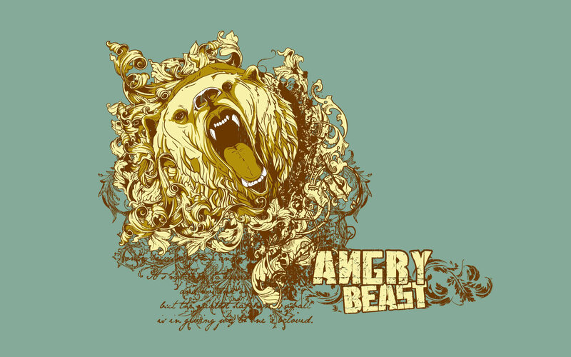 Angry Bear Head — Green, Aggressive