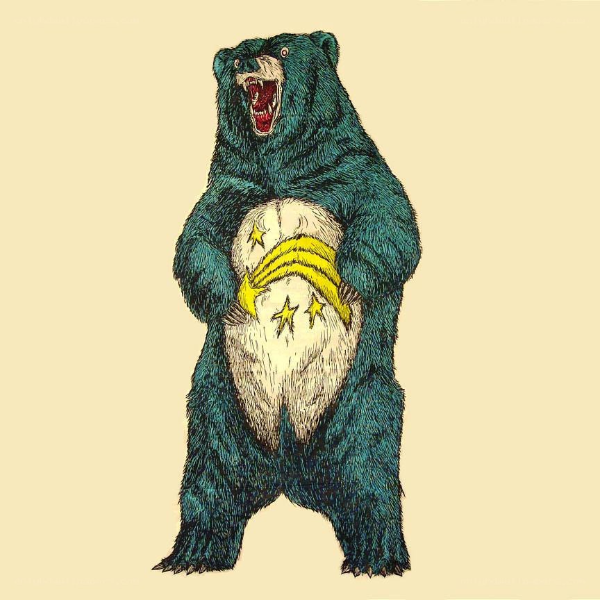 angry bear with stars