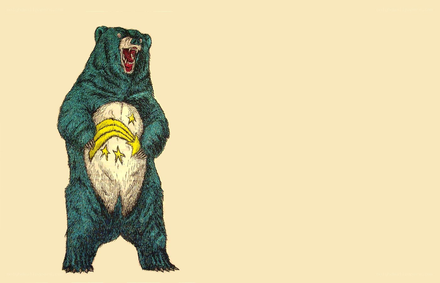 angry bear with stars