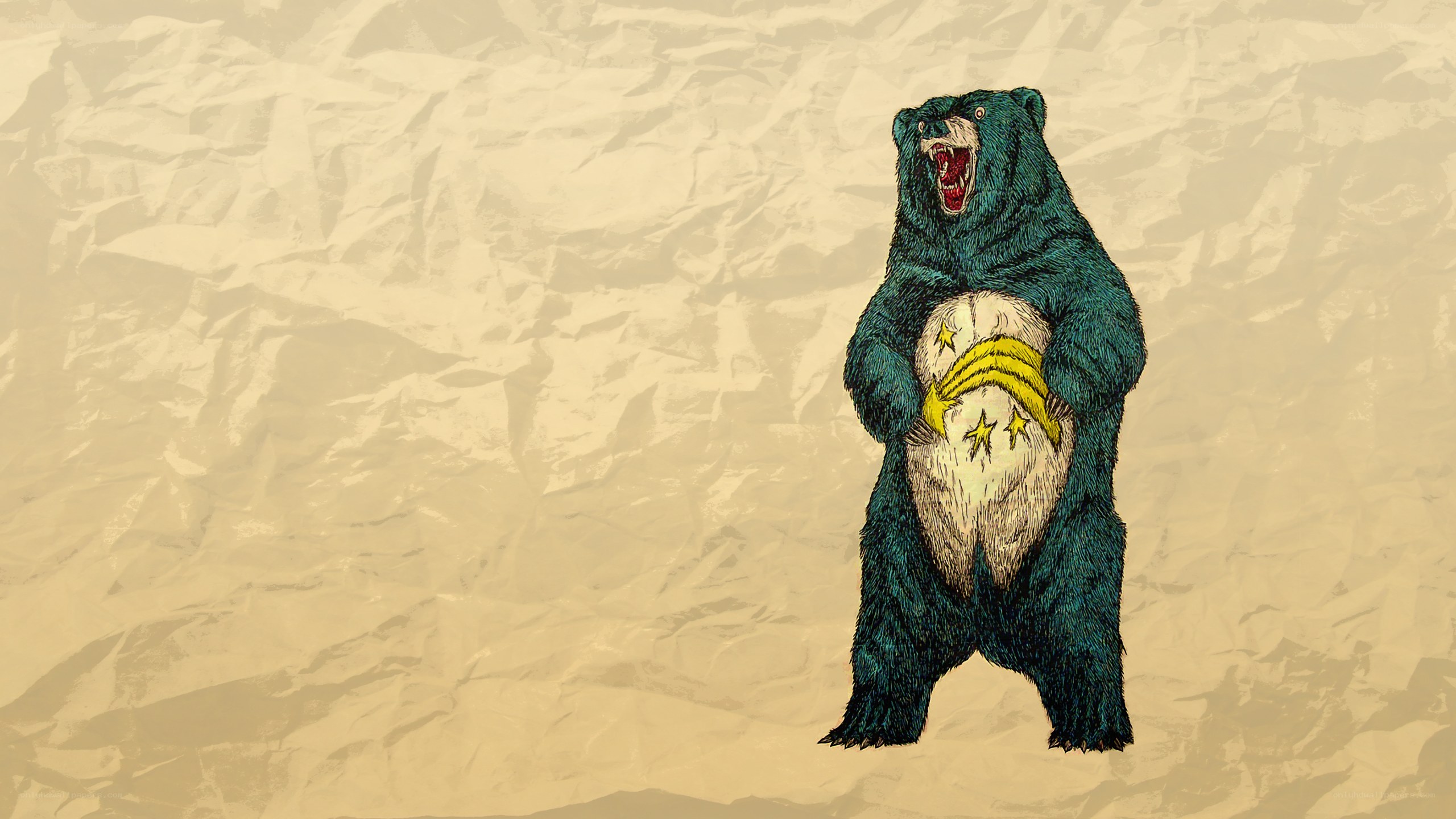 angry bear with stars