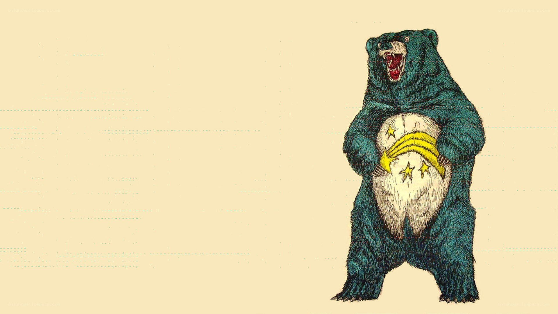 angry bear with stars