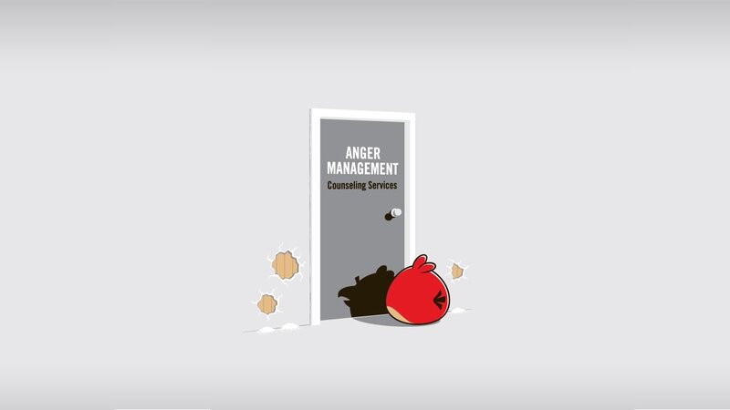 Angry bird breaks door