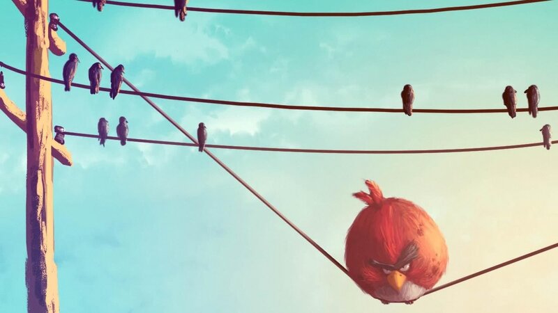 angry bird on a wire