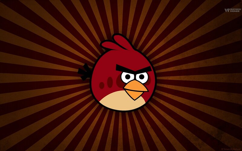 Angry Birds character on striped background