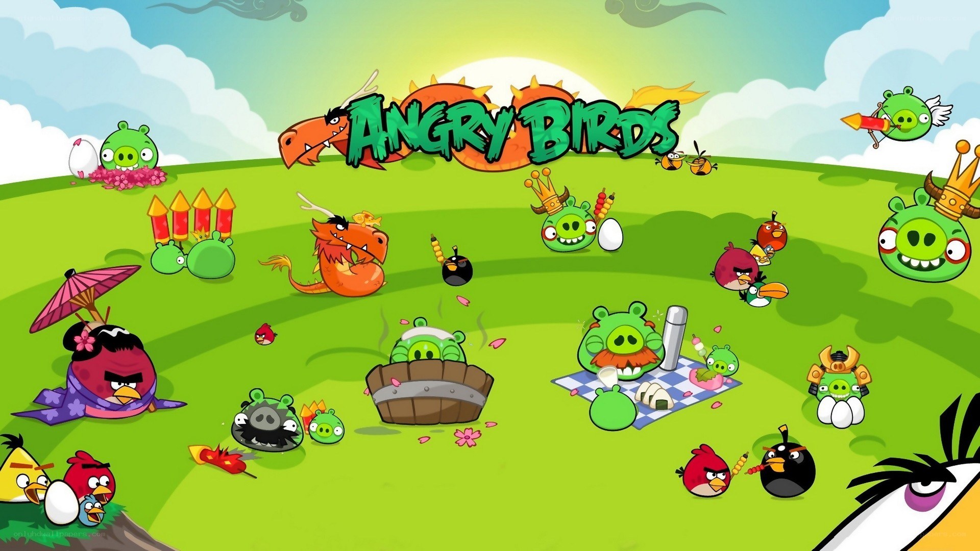 Angry Birds characters gathering