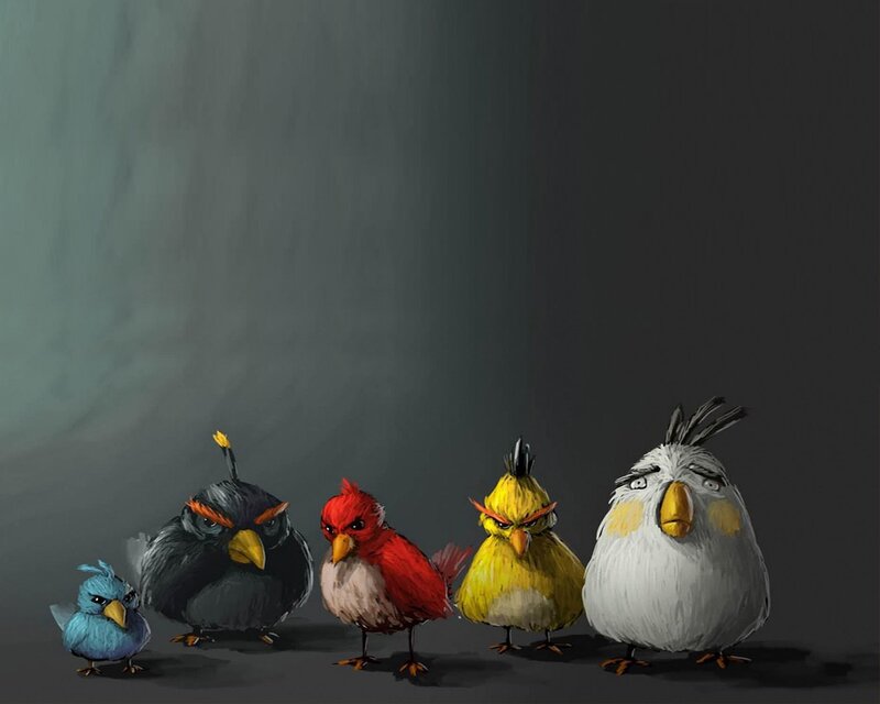 Angry Birds characters in a line