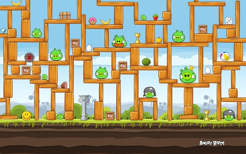 Angry Birds level with pigs