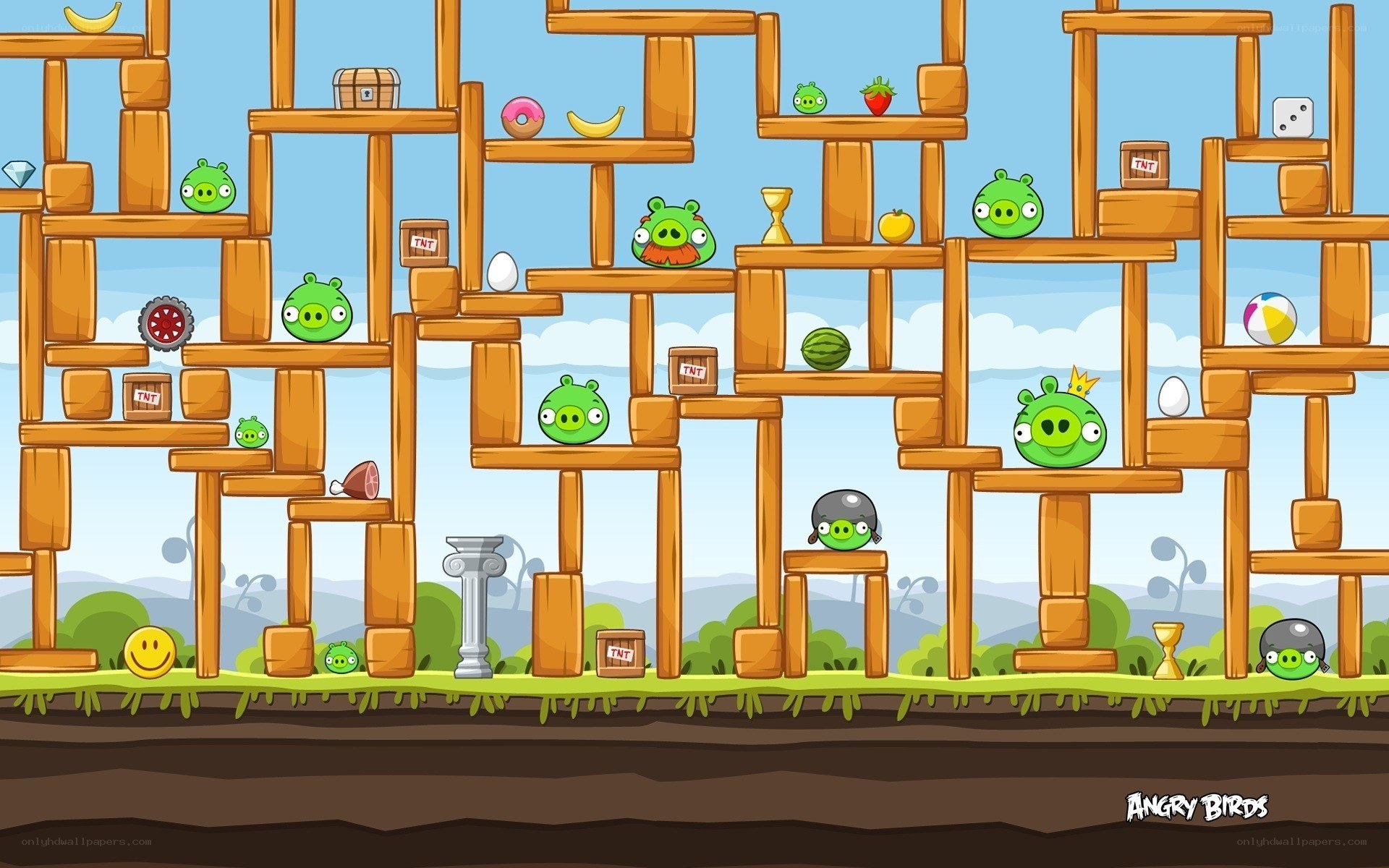 Angry Birds level with pigs