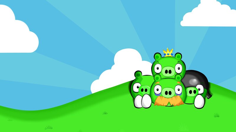 Angry Birds pigs on a hill