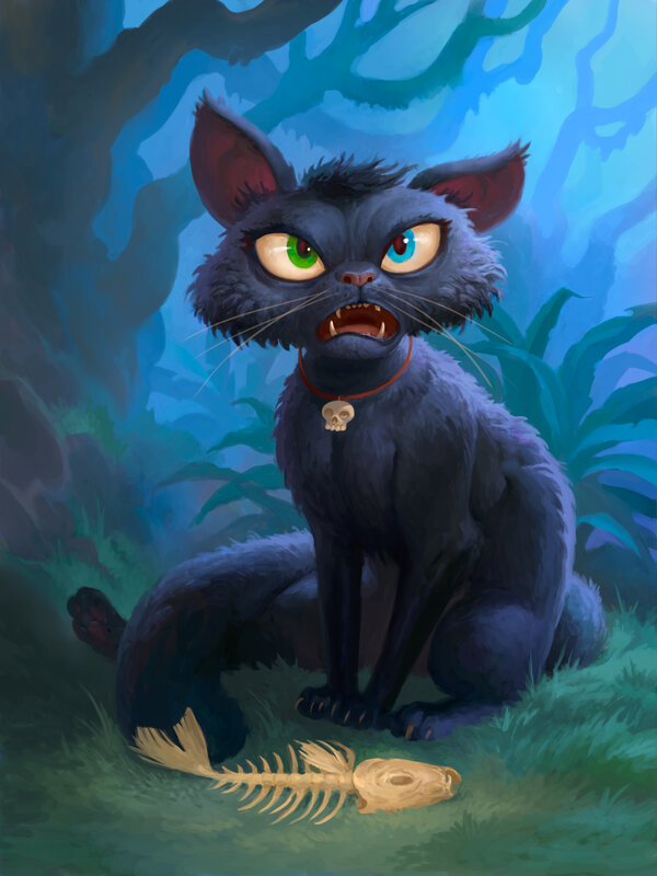 Angry Black Cat — Blue