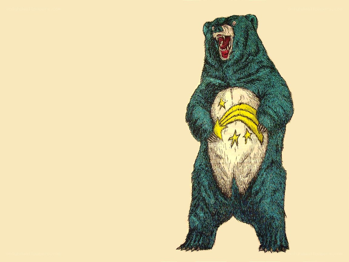 angry blue bear illustration