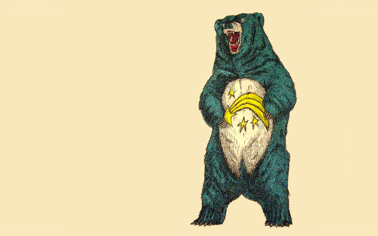 angry blue bear standing