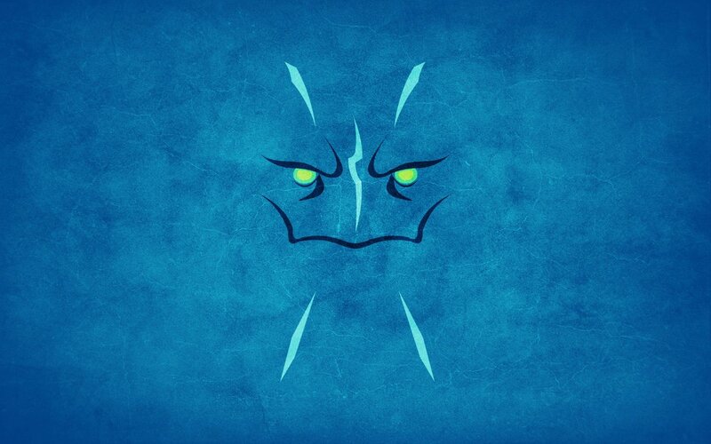 angry blue creature face
