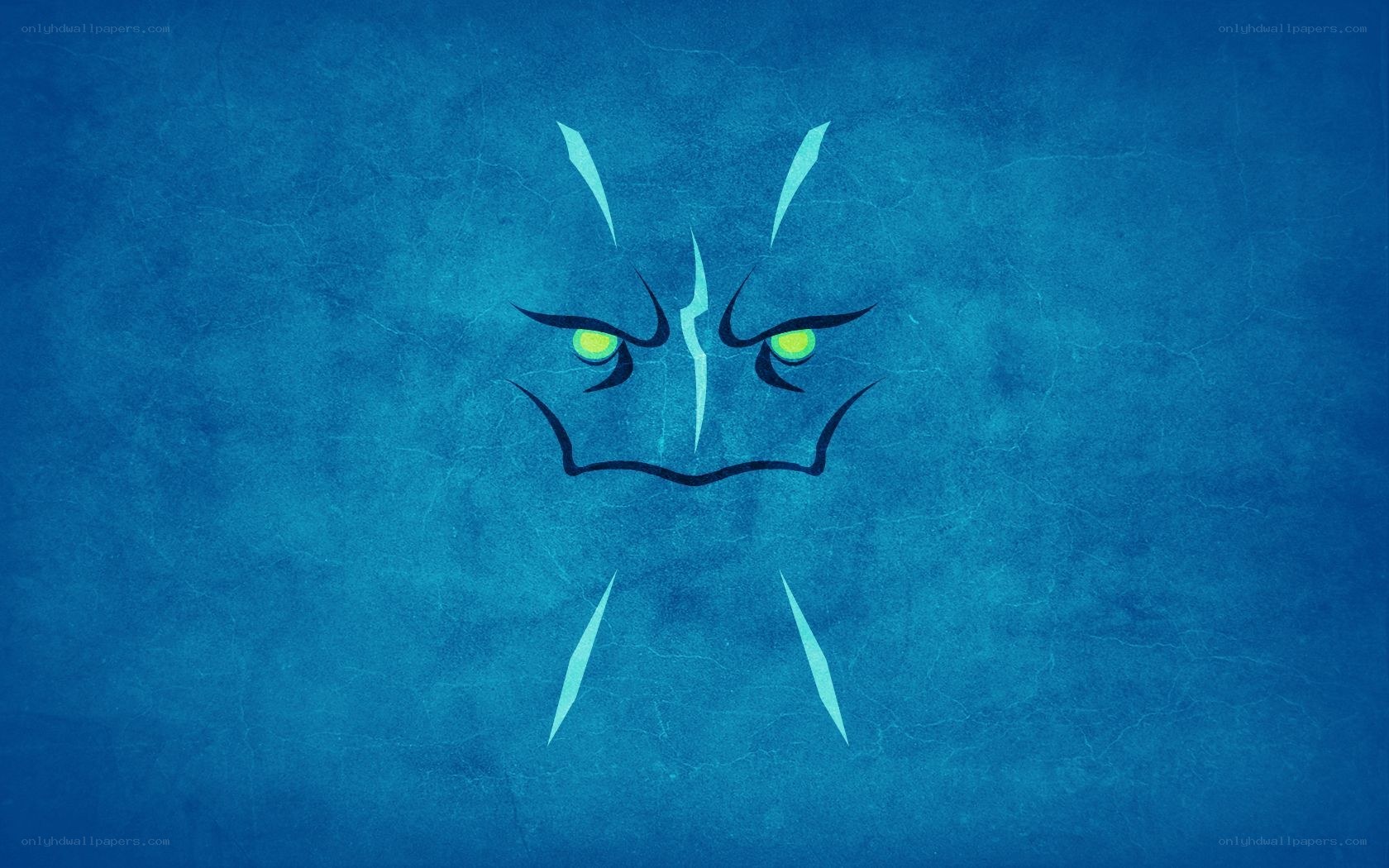 angry blue creature face