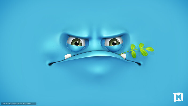 angry blue creature face