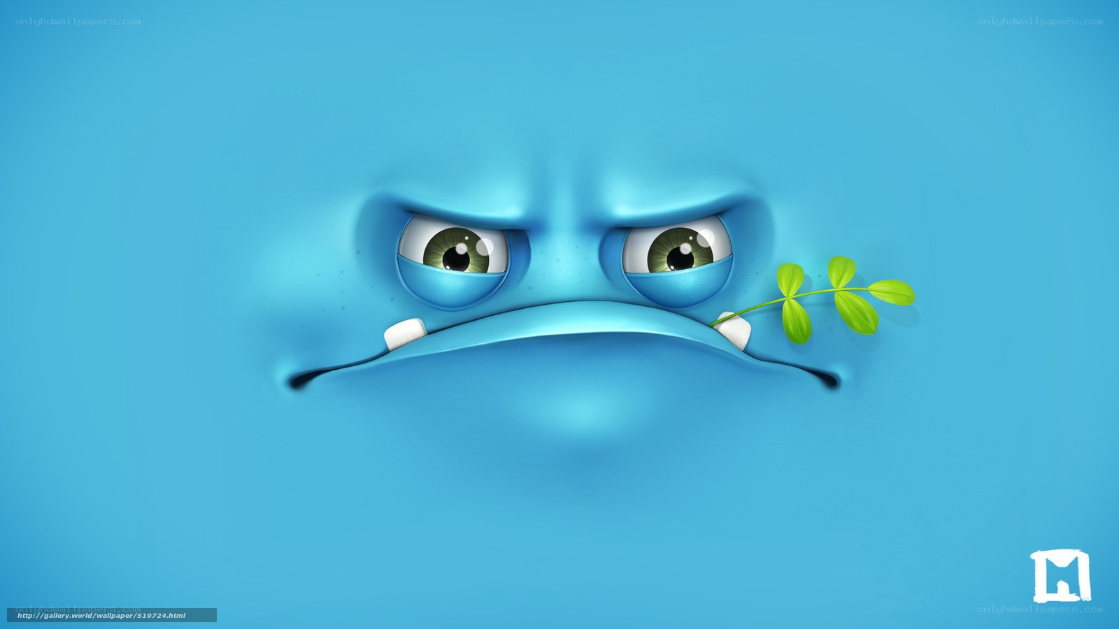 angry blue creature face