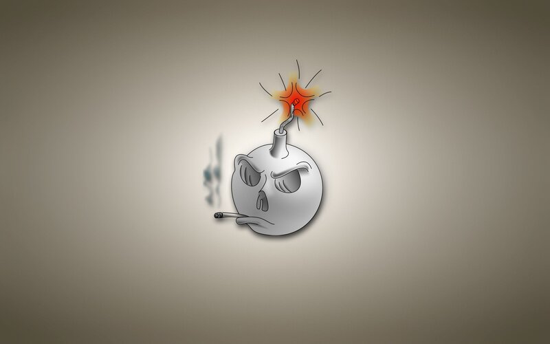 Angry Bomb Character — Gray