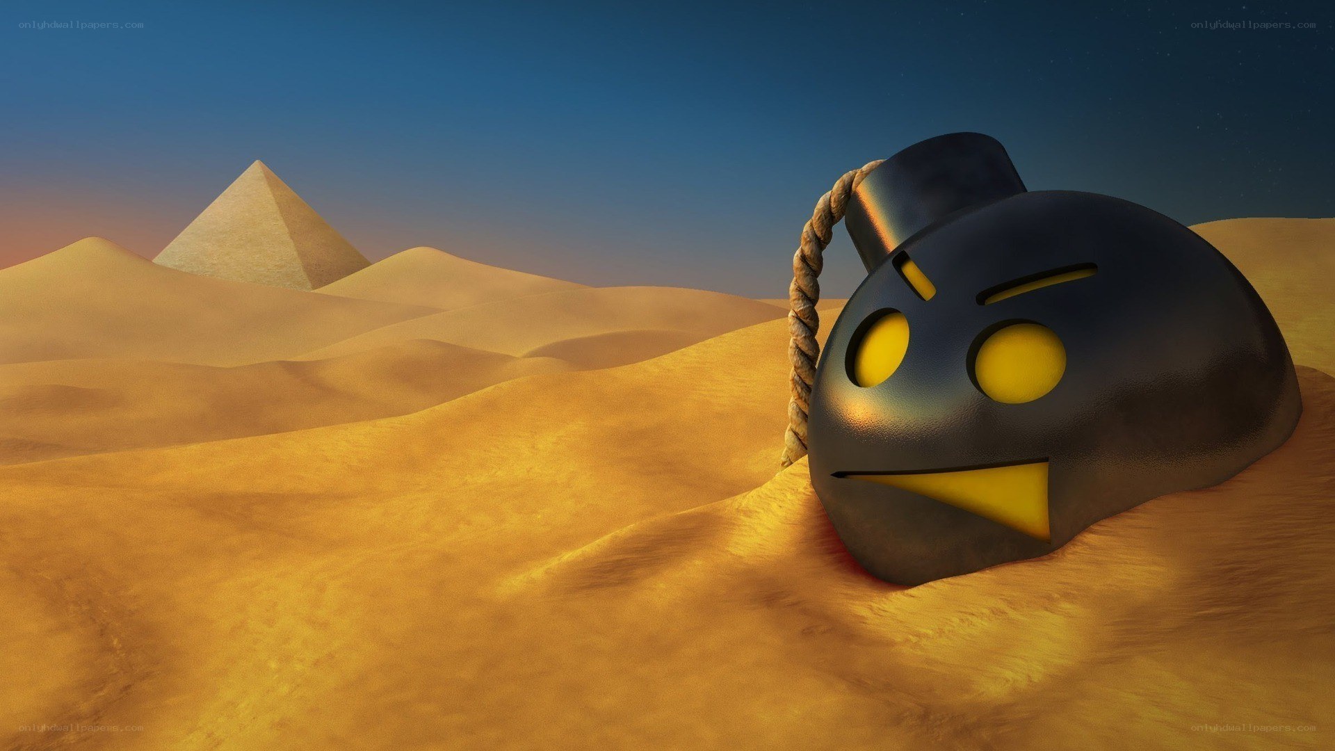 Angry Bomb in Desert