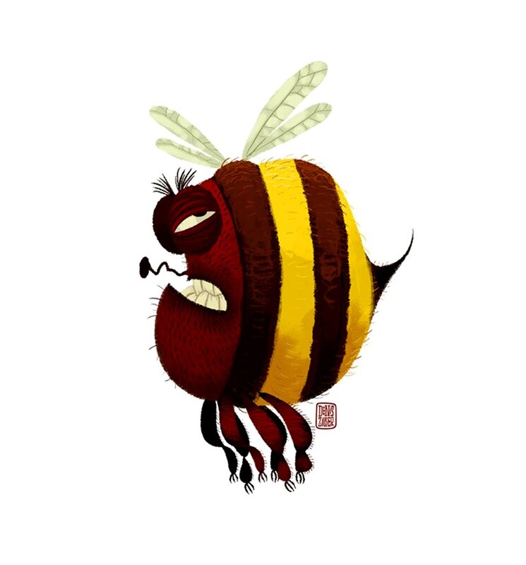 angry cartoon bee