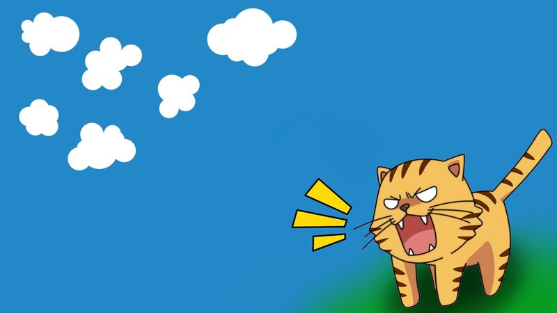 Angry Cartoon Cat — Blue