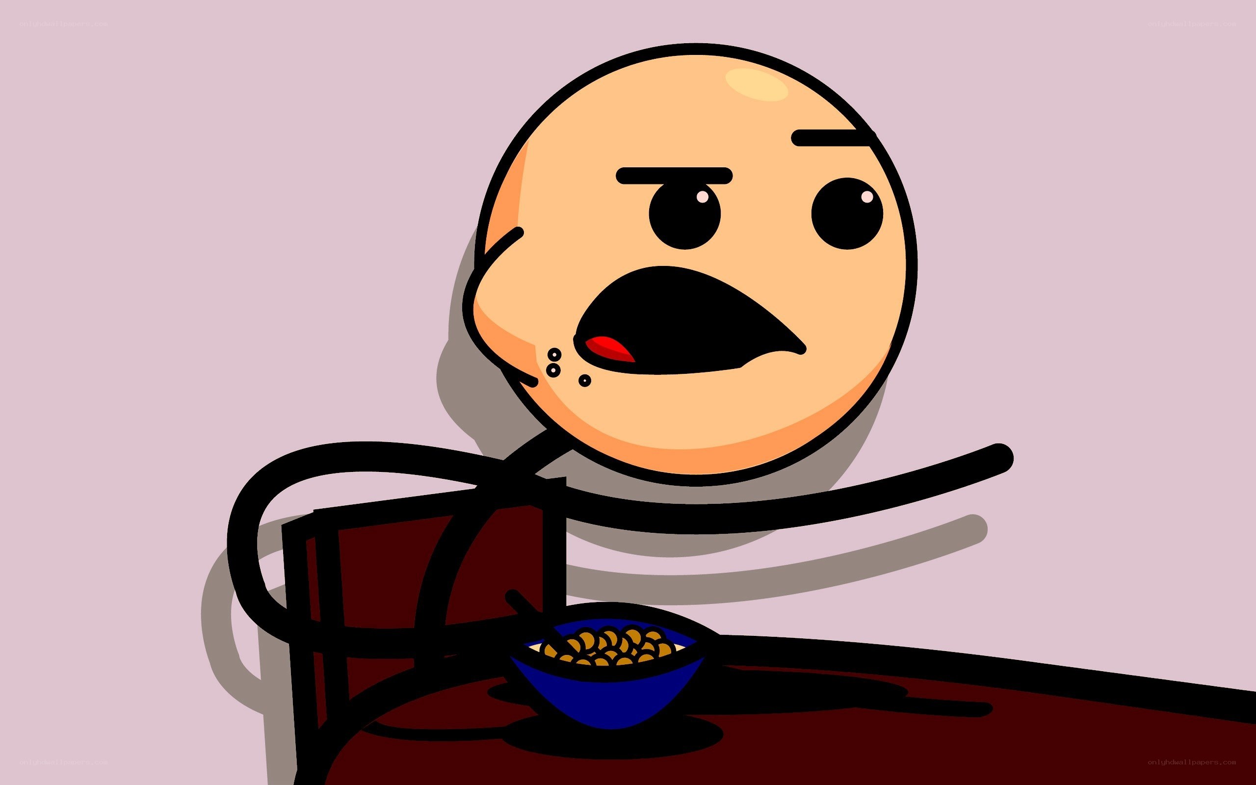 angry cartoon character eating cereal