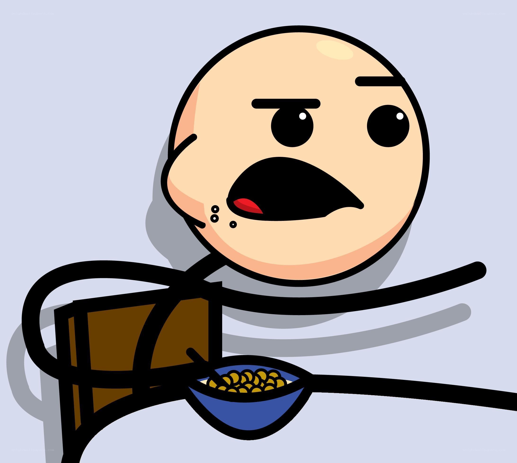 angry cartoon character eating