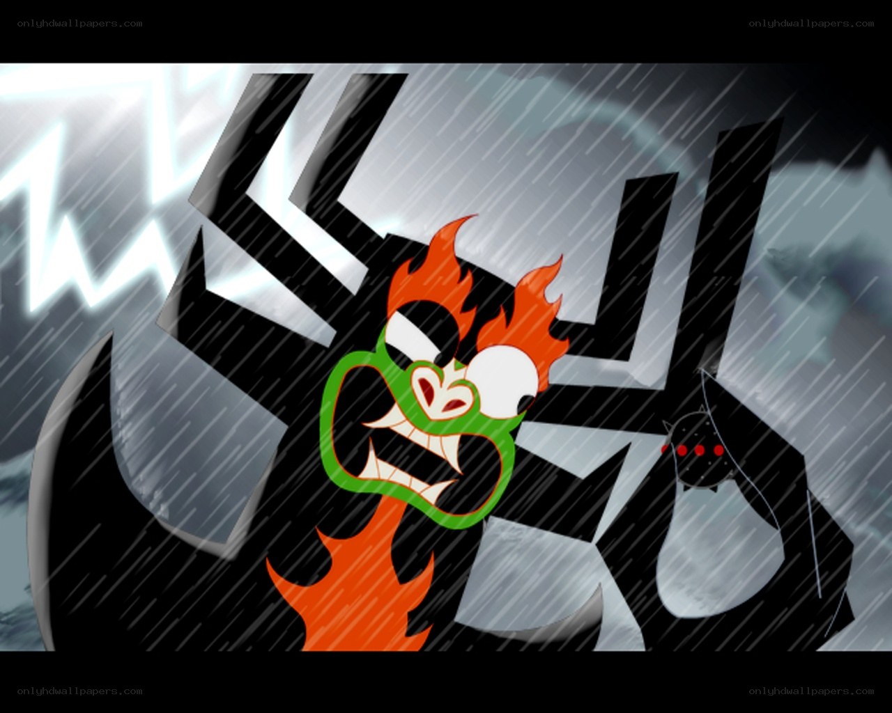 angry cartoon character in storm