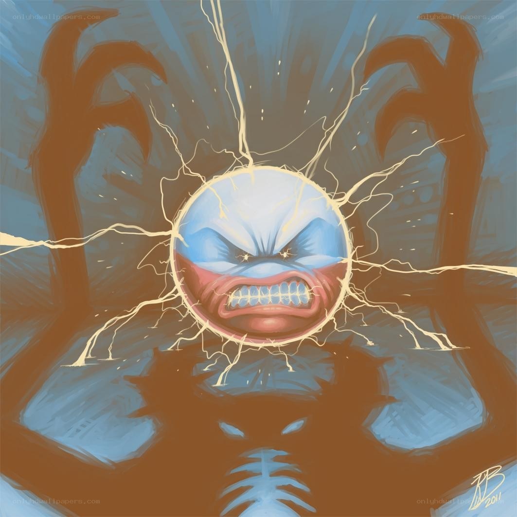 angry cartoon face with lightning