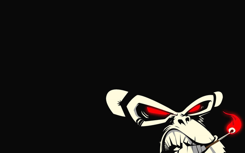 Angry Cartoon Monkey — Black