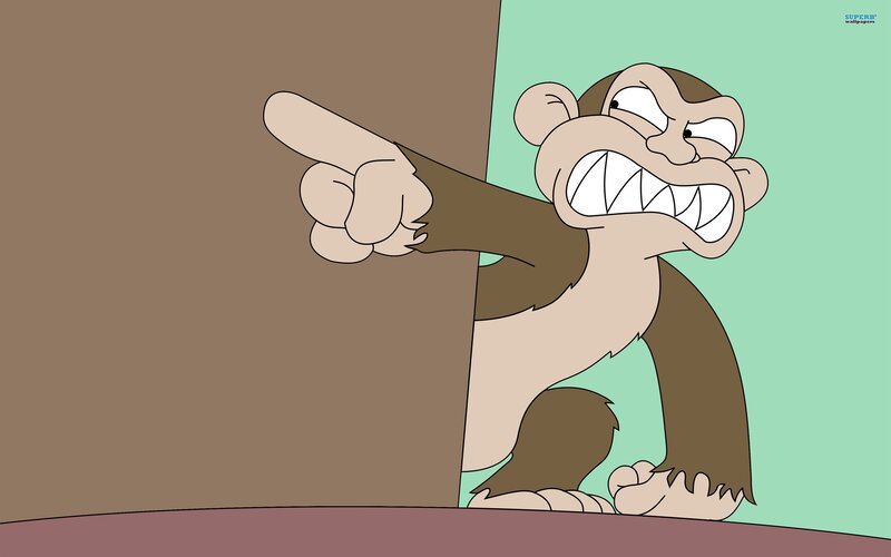 Angry Cartoon Monkey — Brown, Aggressive
