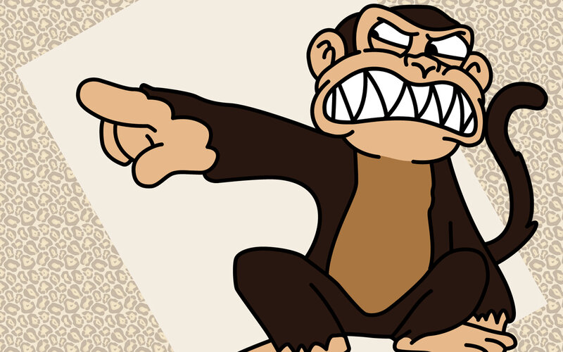 Angry Cartoon Monkey — Brown