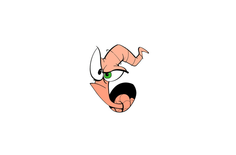 angry cartoon worm