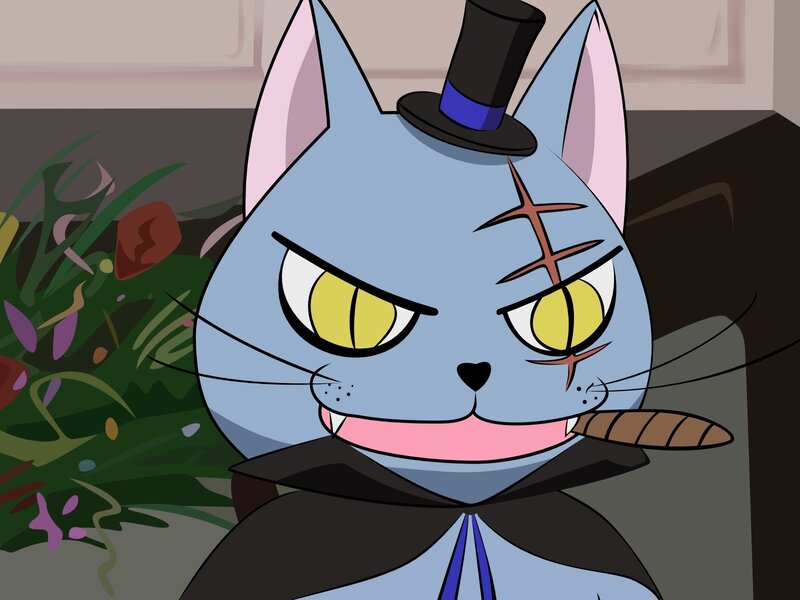 angry cat in top hat