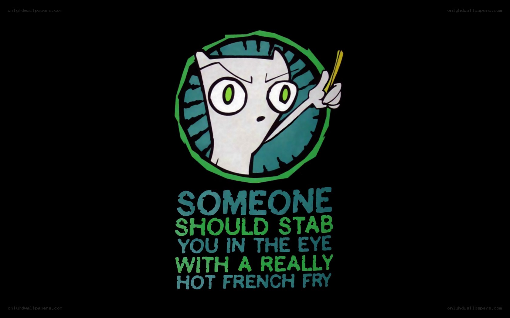 angry cat with french fry