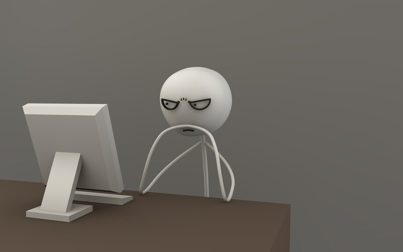 Angry Character at Computer — Gray