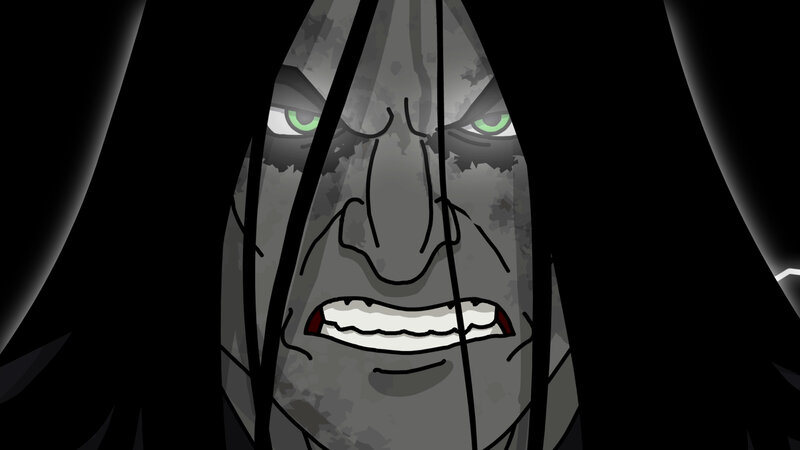 angry character behind bars