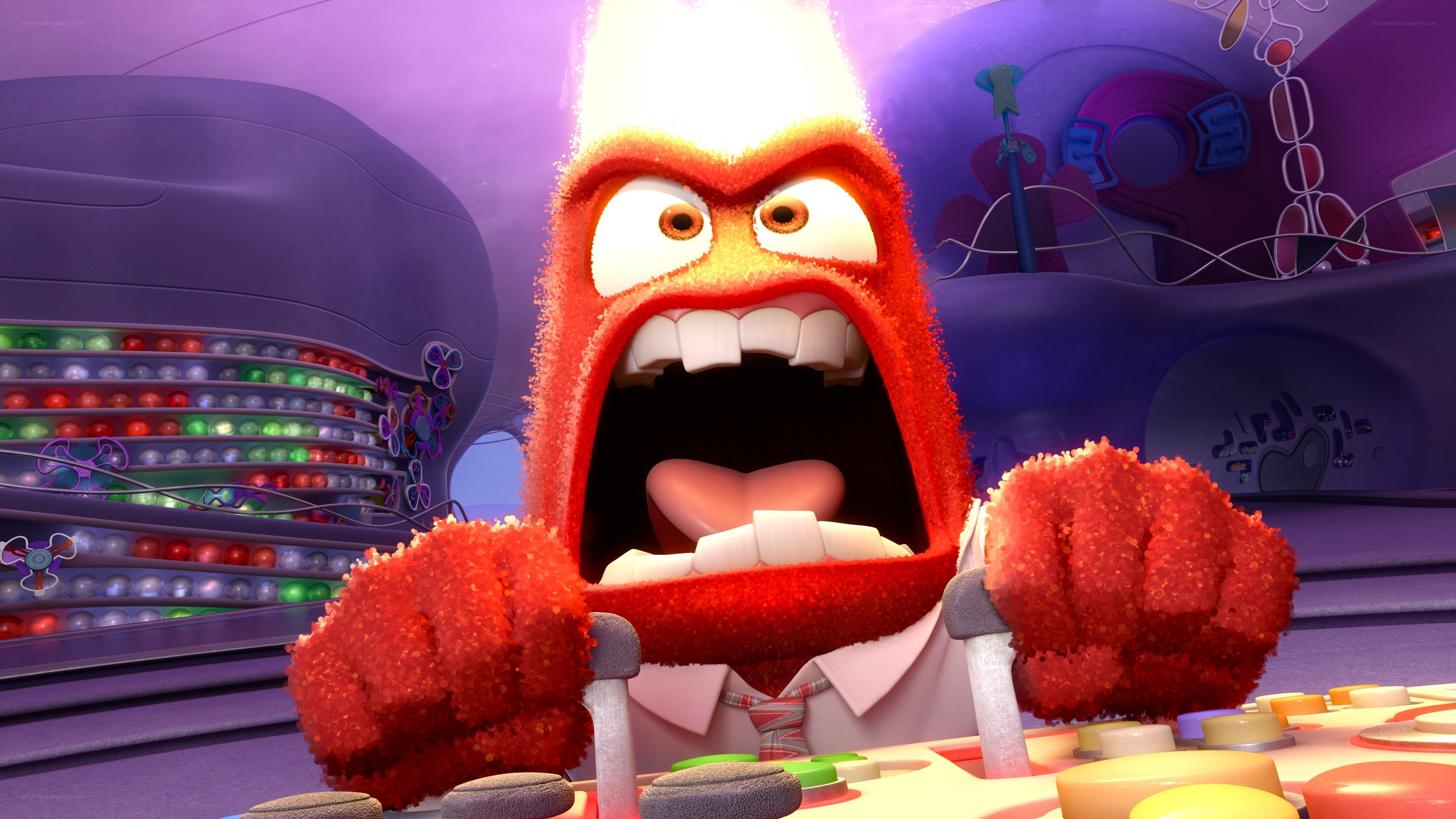 Angry character in control room