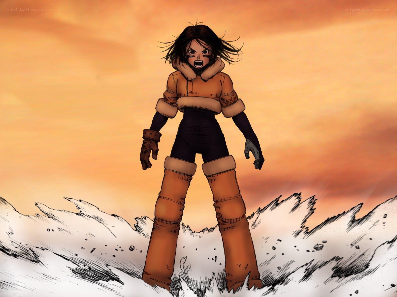angry character in winter gear