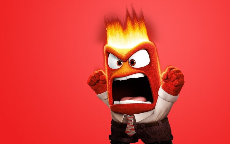 angry character with fire hair