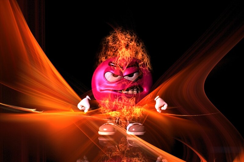angry character with fire