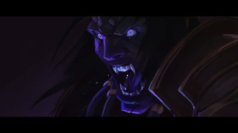 Angry Character with Glowing Eyes — Purple