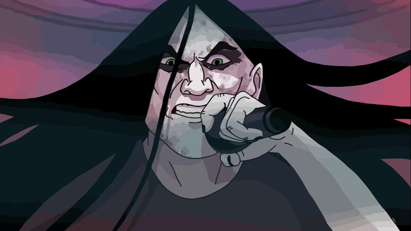 angry character with microphone