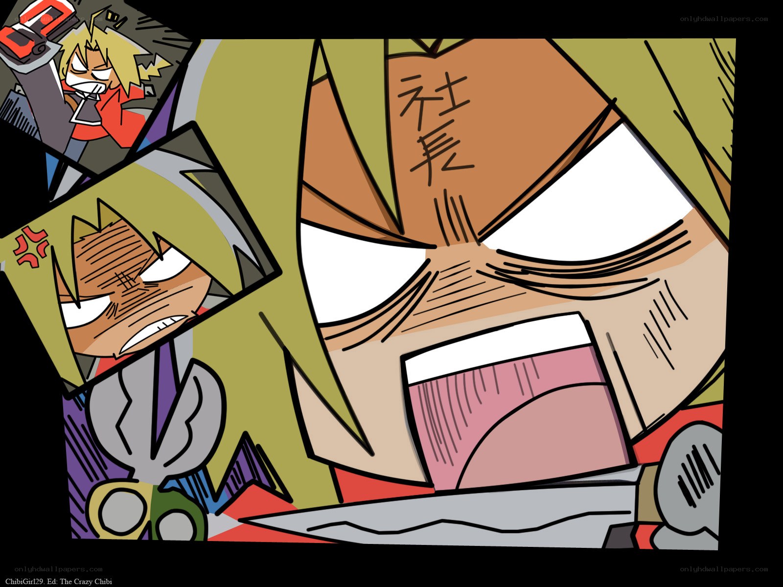 angry chibi character collage
