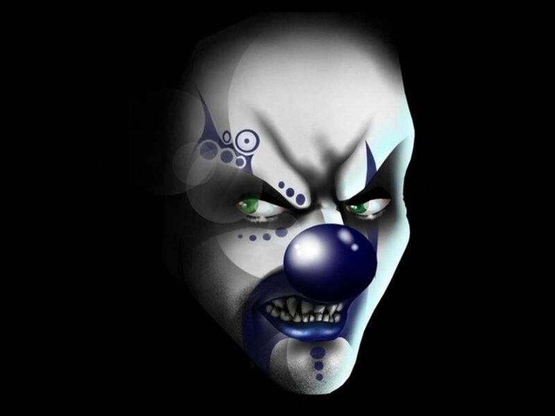 Angry Clown Face — White, Dark