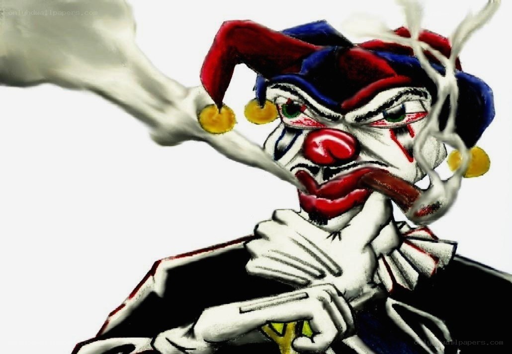 angry clown smoking cigar